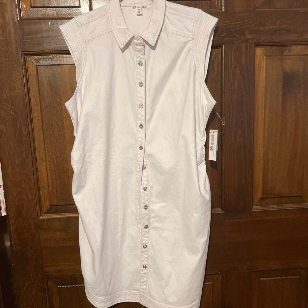 Tribal Jeans Mariska dress XL NWT.  White Denim vest dress.  Button down to knee